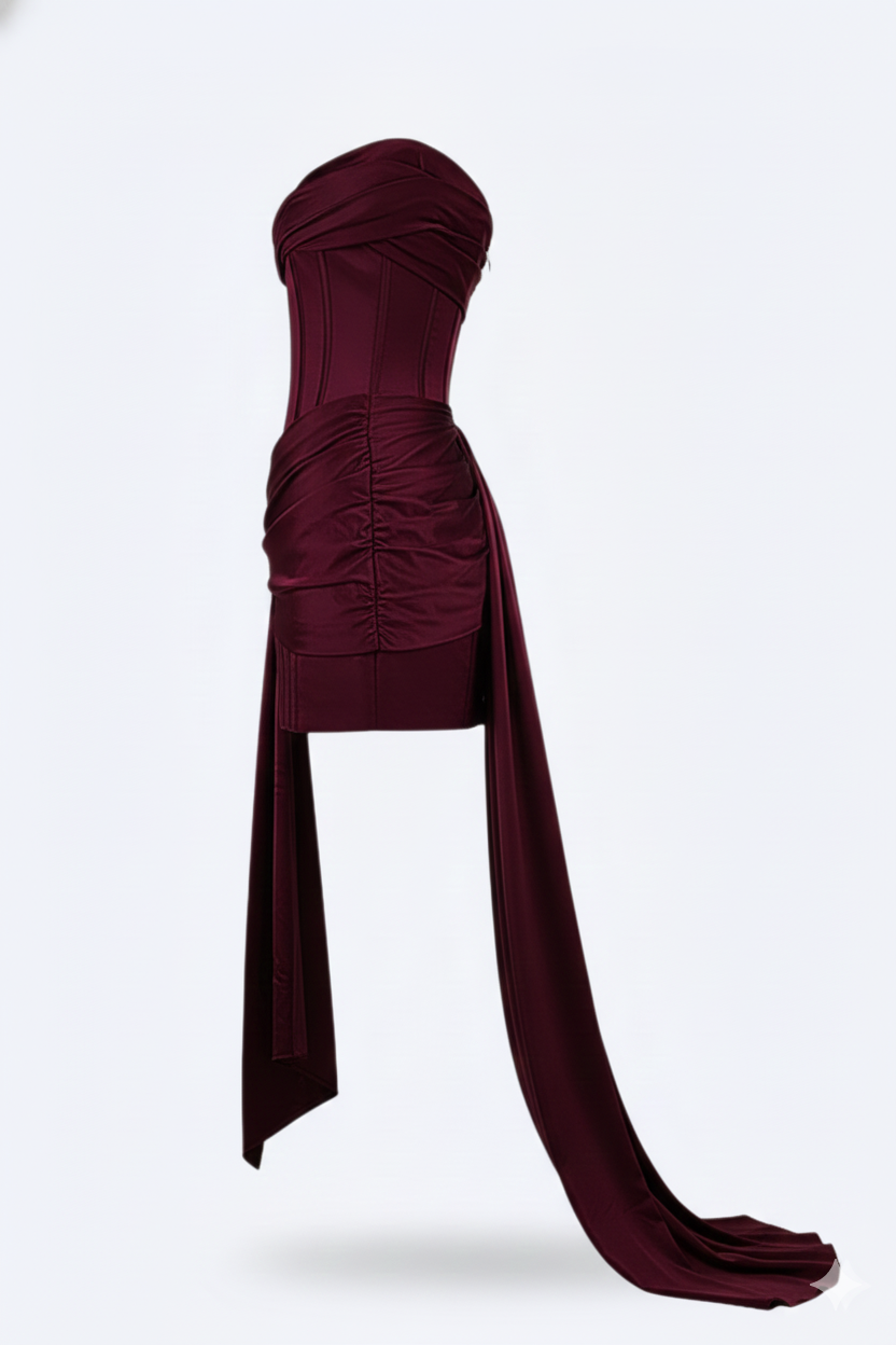 Valerisse | Women’s Strapless Draped Mini Evening Dress