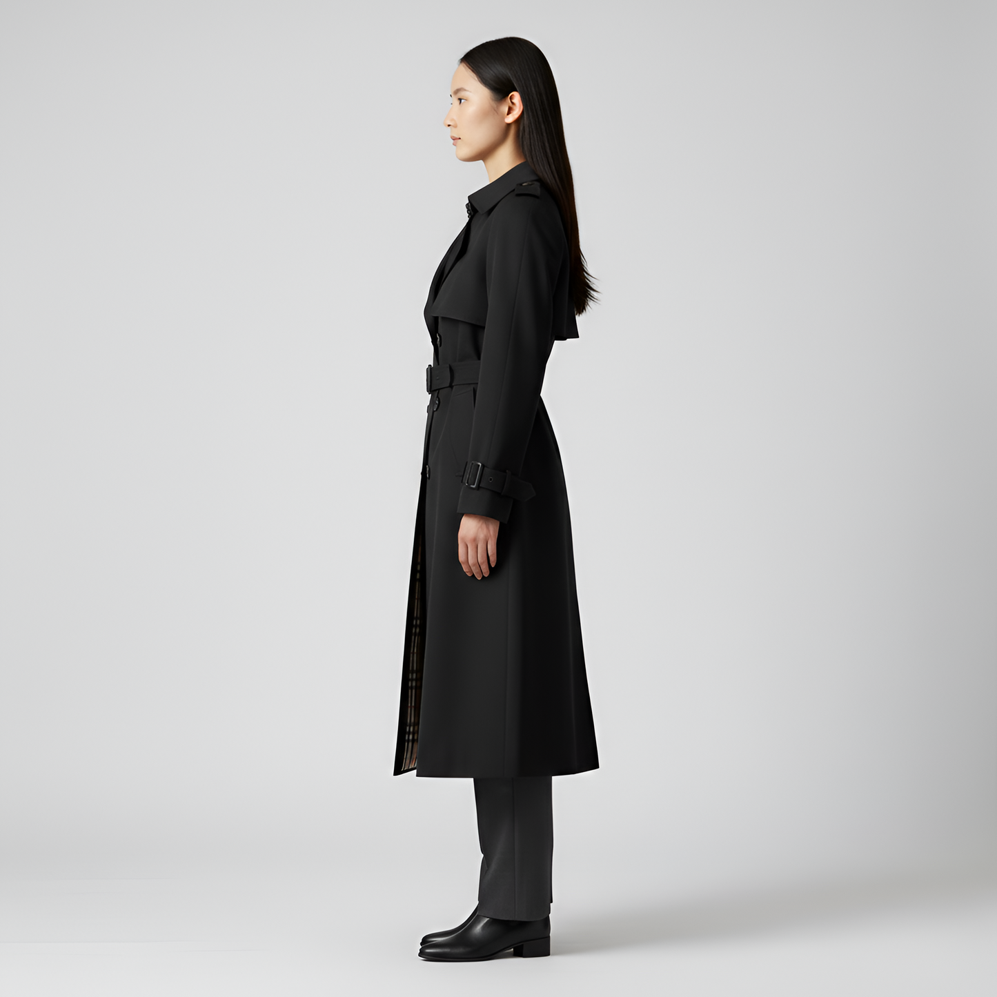 Women's Double Breasted Cotton Trench Coat Long