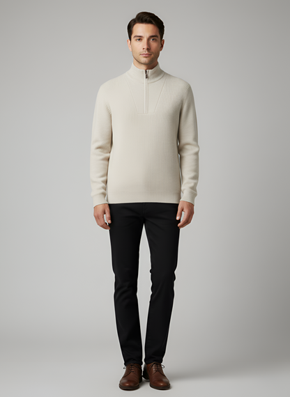Men's Half Zip Sweater Knit Pullover Stand Collar - 
Fashinoza