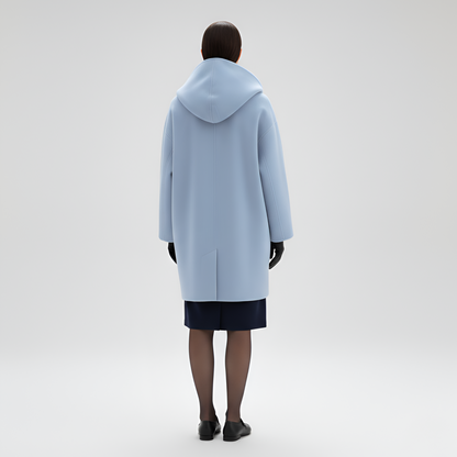 Women's Wool Blend Midi Coat Shawl Collar Elegant Winter Outerwear