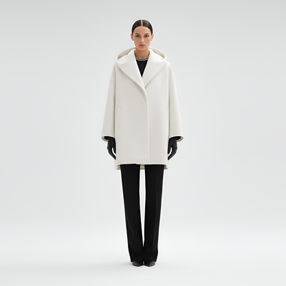 Women's Wool Blend Midi Coat Shawl Collar Elegant Winter Outerwear