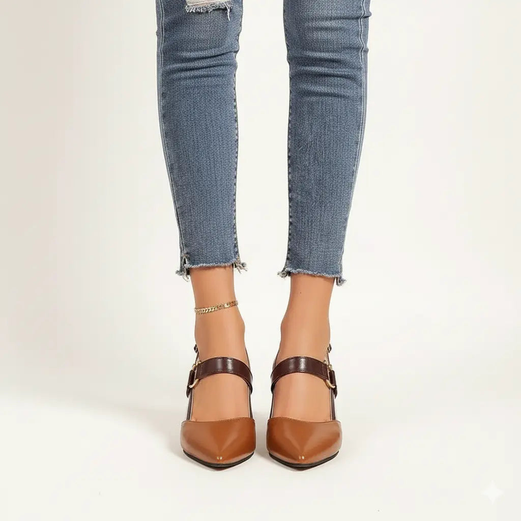 Low Block Heels for Women –  Modern Slingback Design Caliboot