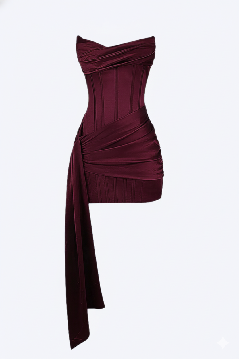 Valerisse | Women’s Strapless Draped Mini Evening Dress