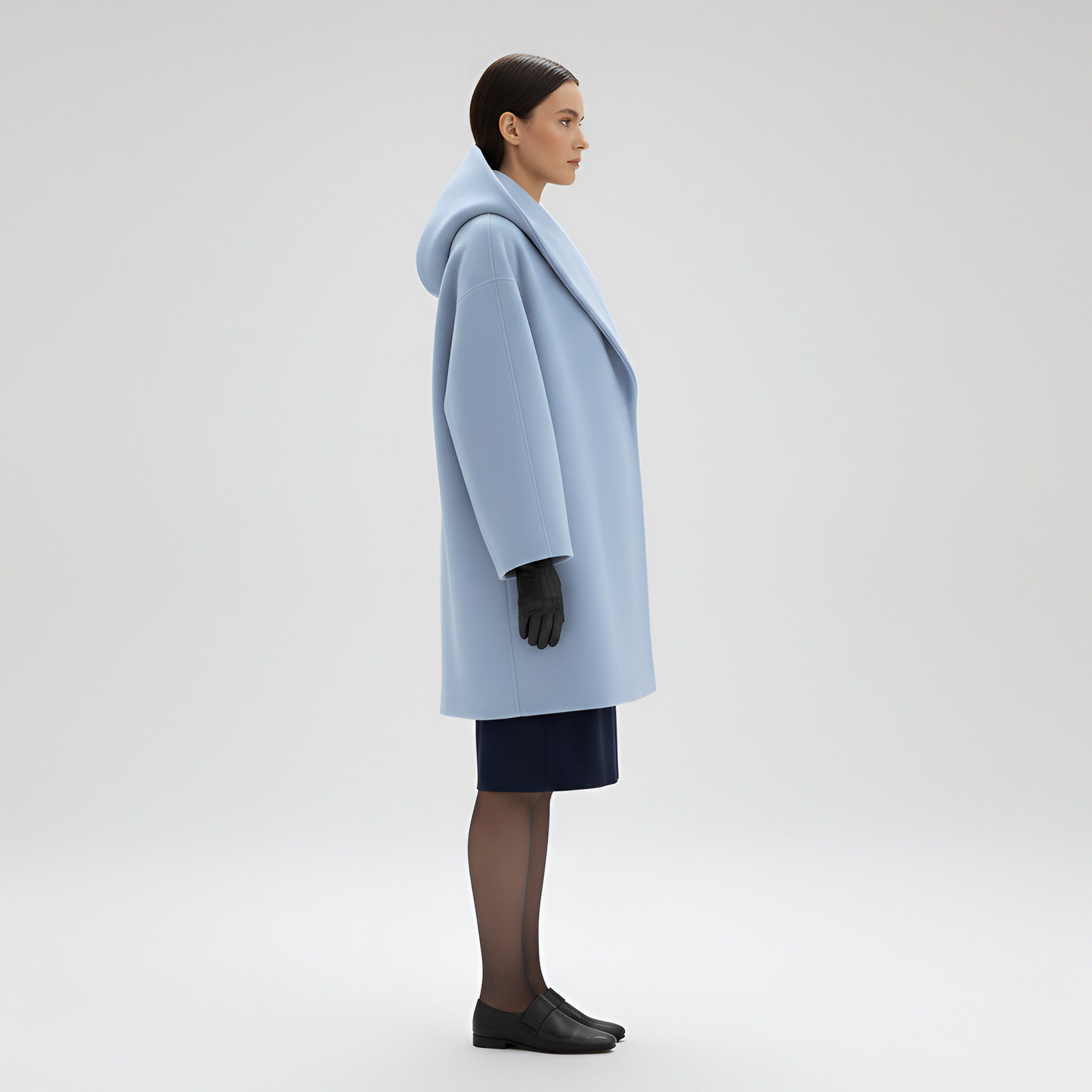Women's Wool Blend Midi Coat Shawl Collar Elegant Winter Outerwear