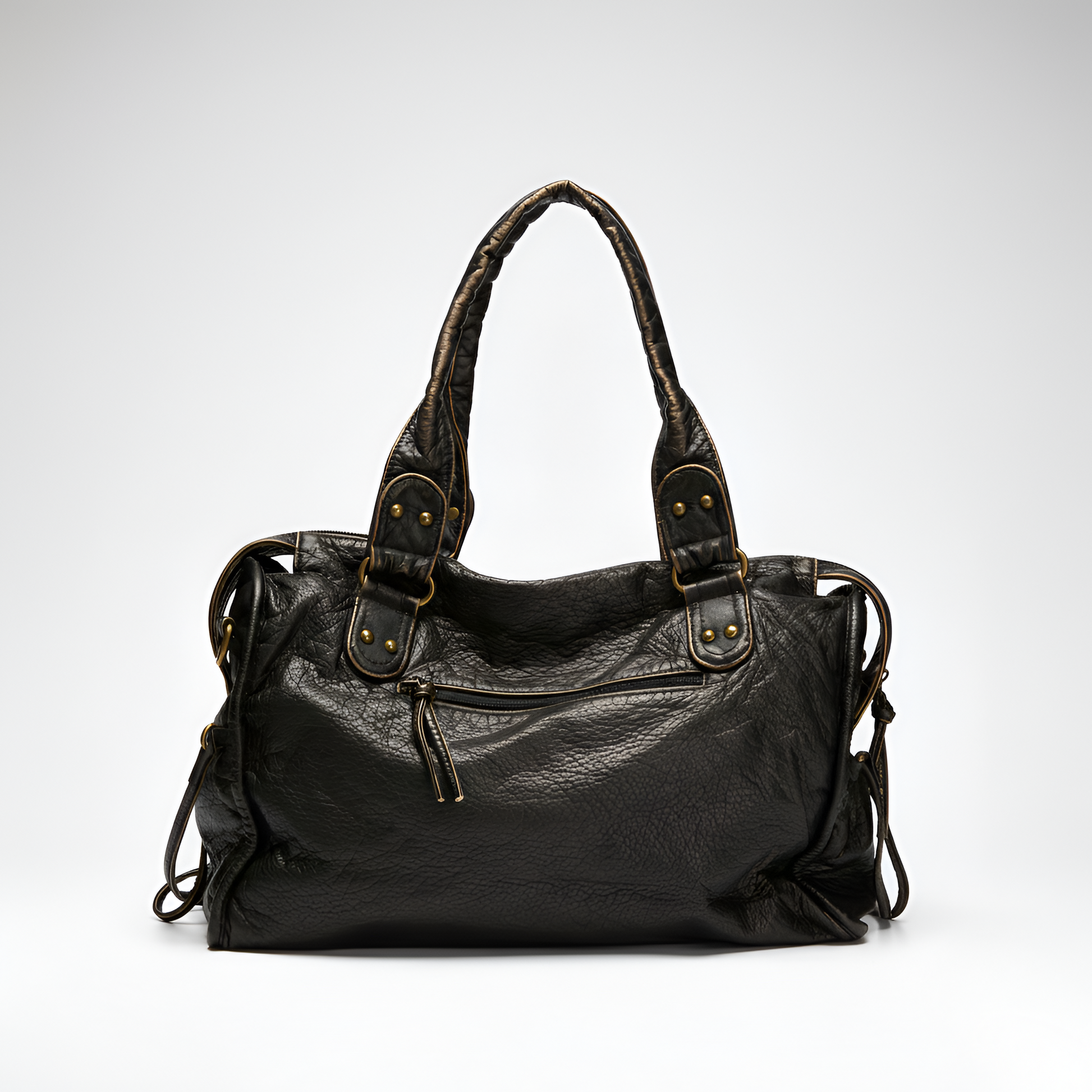 Women's Leather Shoulder Bag Zipper Pockets - 
Fashinoza