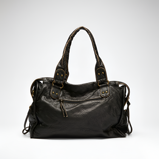 Women's Leather Shoulder Bag Zipper Pockets - 
Fashinoza