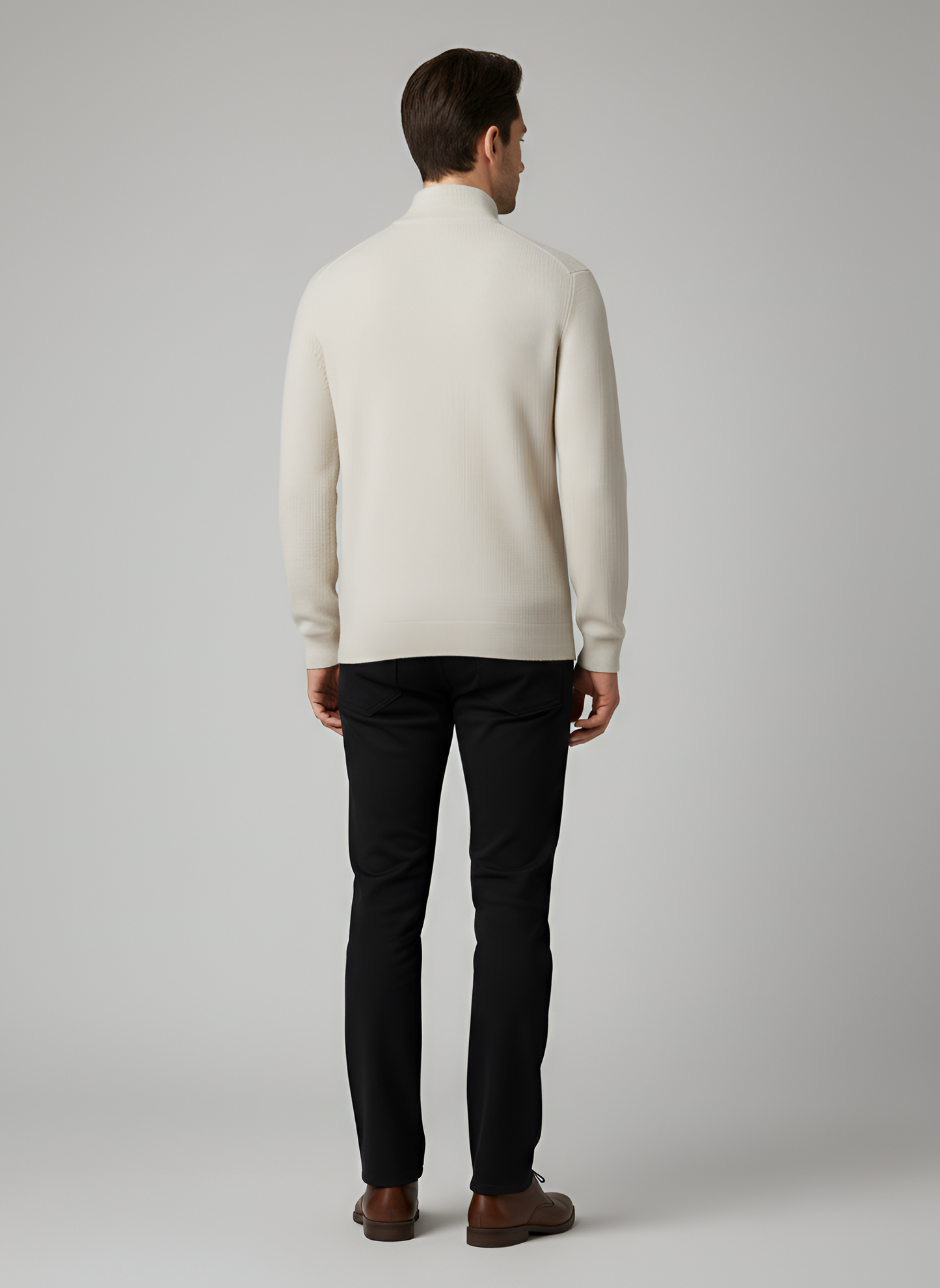 Men's Knit Pullover Sweater Half Zip Stand Collar