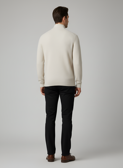 Men's Knit Pullover Sweater Half Zip Stand Collar