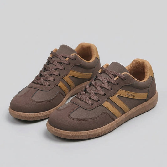 Lace Up Sneakers Contrasting Stripes Textured Sole - 
Fashinoza