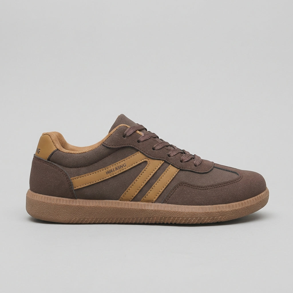 Lace Up Sneakers Contrasting Stripes Textured Sole