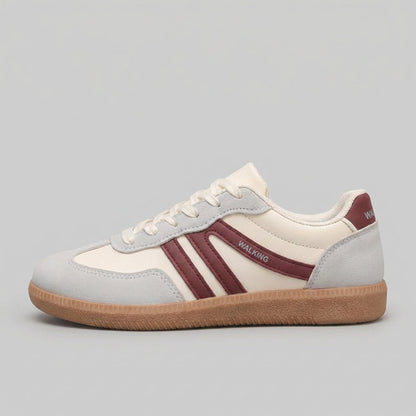 Lace Up Sneakers Contrasting Stripes Textured Sole