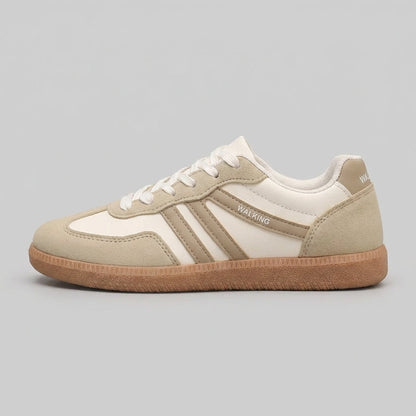 Lace Up Sneakers Contrasting Stripes Textured Sole