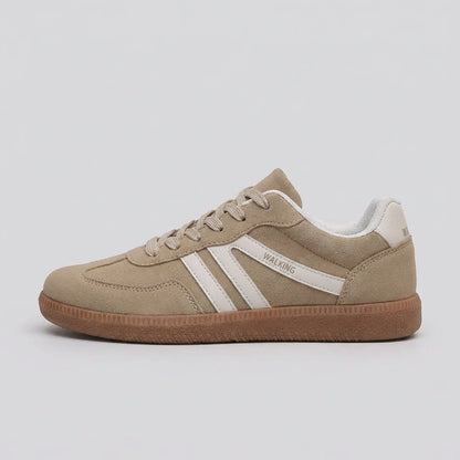 Lace Up Sneakers Contrasting Stripes Textured Sole