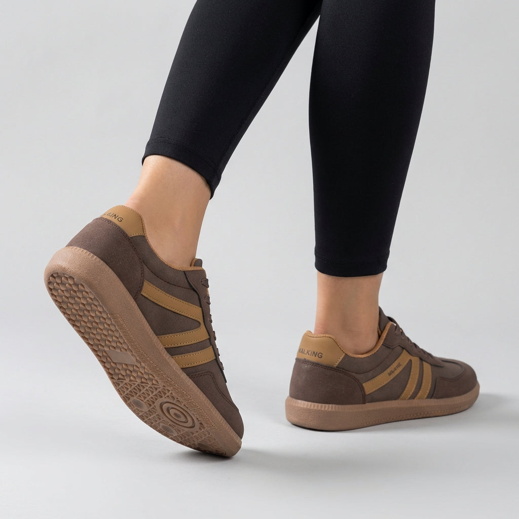 Lace Up Sneakers Contrasting Stripes Textured Sole