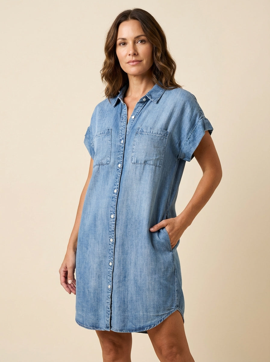 Women's Shirt Dress Cotton Retreat Style - 
Fashinoza