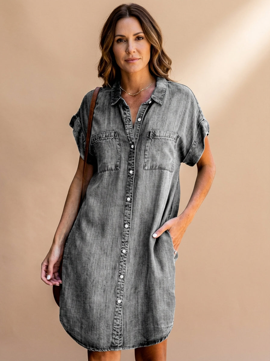 Women's Shirt Dress Cotton Retreat Style