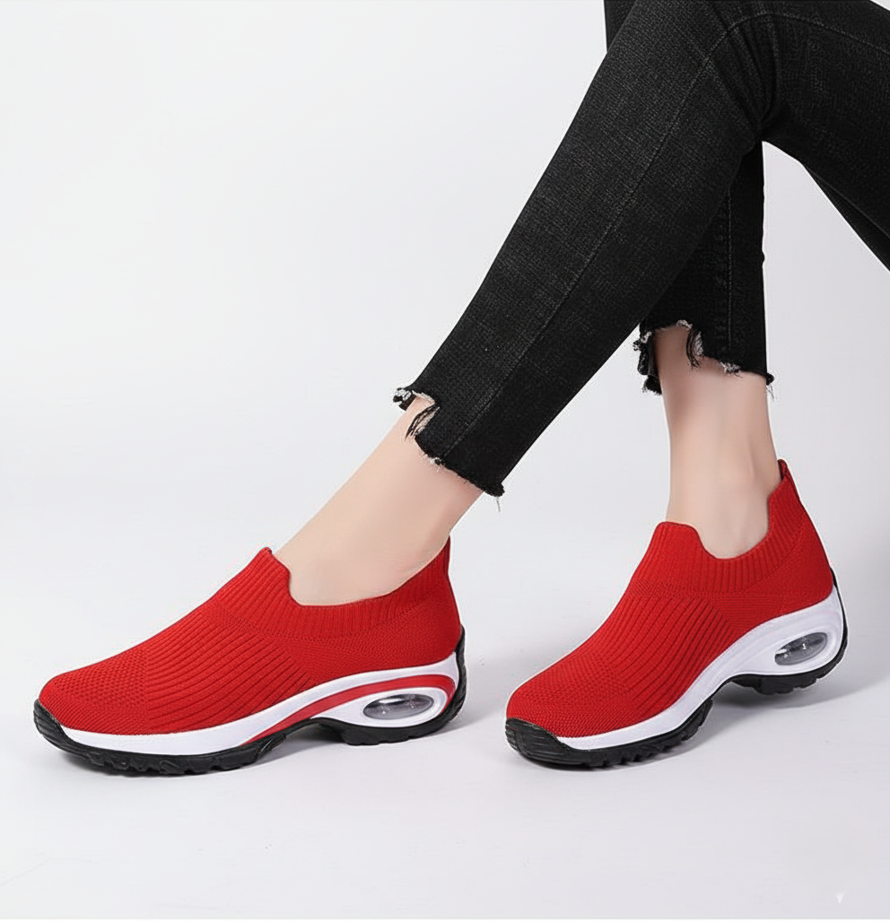 Women's Slip-On Sneakers Breathable Knit Air Cushion Sole