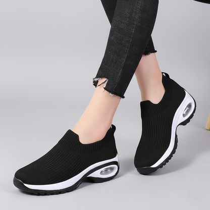 Women's Slip-On Sneakers Breathable Knit Air Cushion Sole - 
Fashinoza