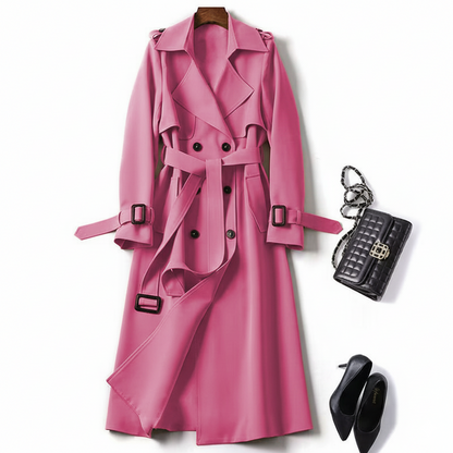Women's Double Breasted Trench Coat Belted Maxi