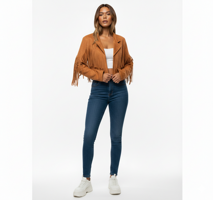Women's Suede Fringed Jacket Boho Chic