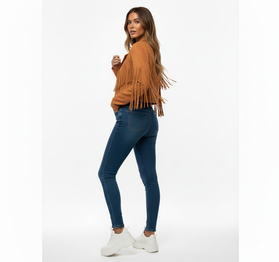 Women's Suede Fringed Jacket Boho Chic