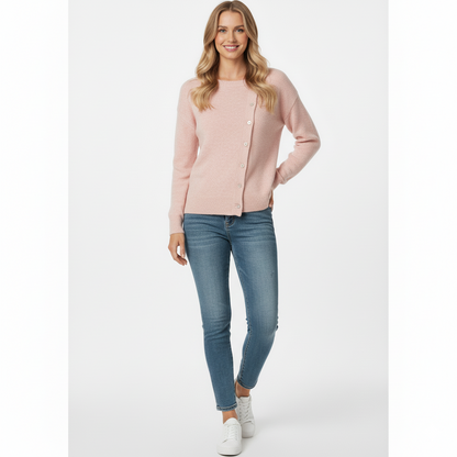 Women's Asymmetric Knit Cardigan Long Sleeve Button Front