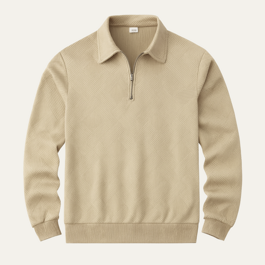 Men's Quarter Zip Polo Sweater Casual Elgin - Fashinoza