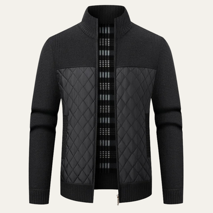 Men's Quilted Puffer Jacket Warm Black - Fashinoza