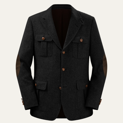 Men's Tweed Blazer Jacket Elbow Patches - Fashinoza