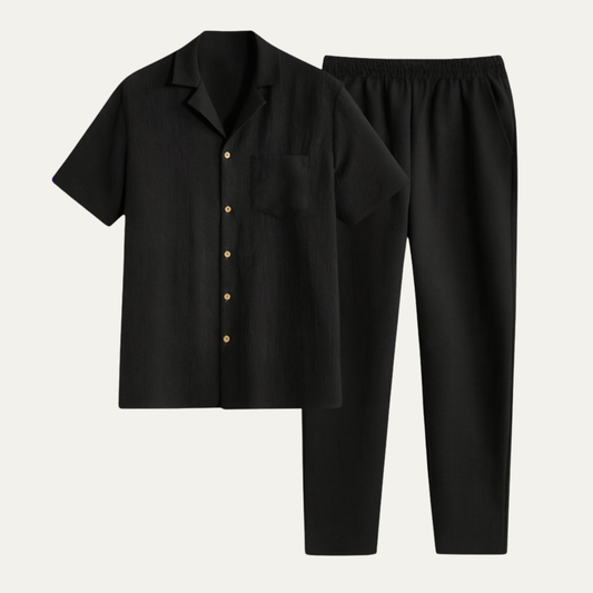 Men's Short Sleeve Shirt And Trousers Relaxed Beach Set - Fashinoza