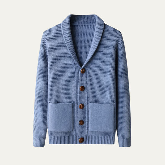 Men's Thick Knit Cardigan Shawl Collar Button Up - Fashinoza