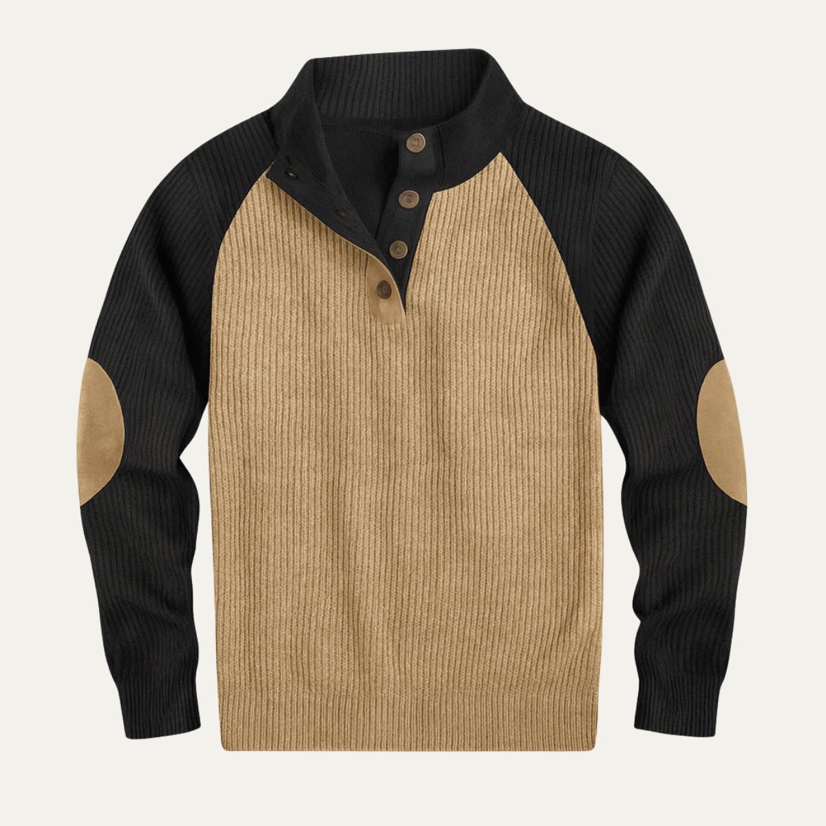Men's Colorblock Corduroy Sweater Stand Up Collar - Fashinoza