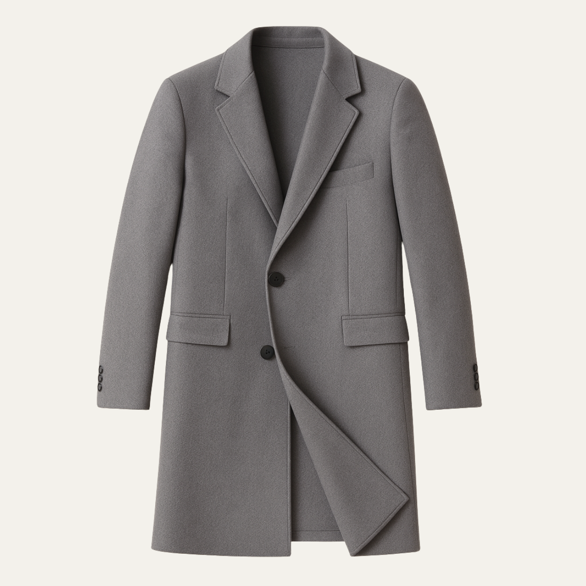 Men's Wool Long Winter Coat Thick Textured Charcoal - Fashinoza