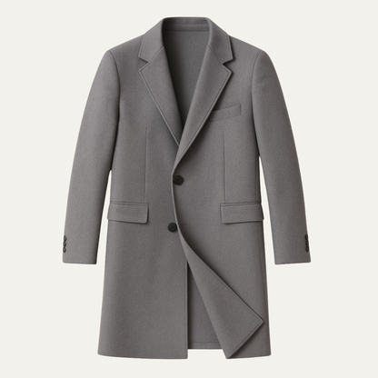 Men's Wool Long Winter Coat Thick Textured Charcoal - Fashinoza