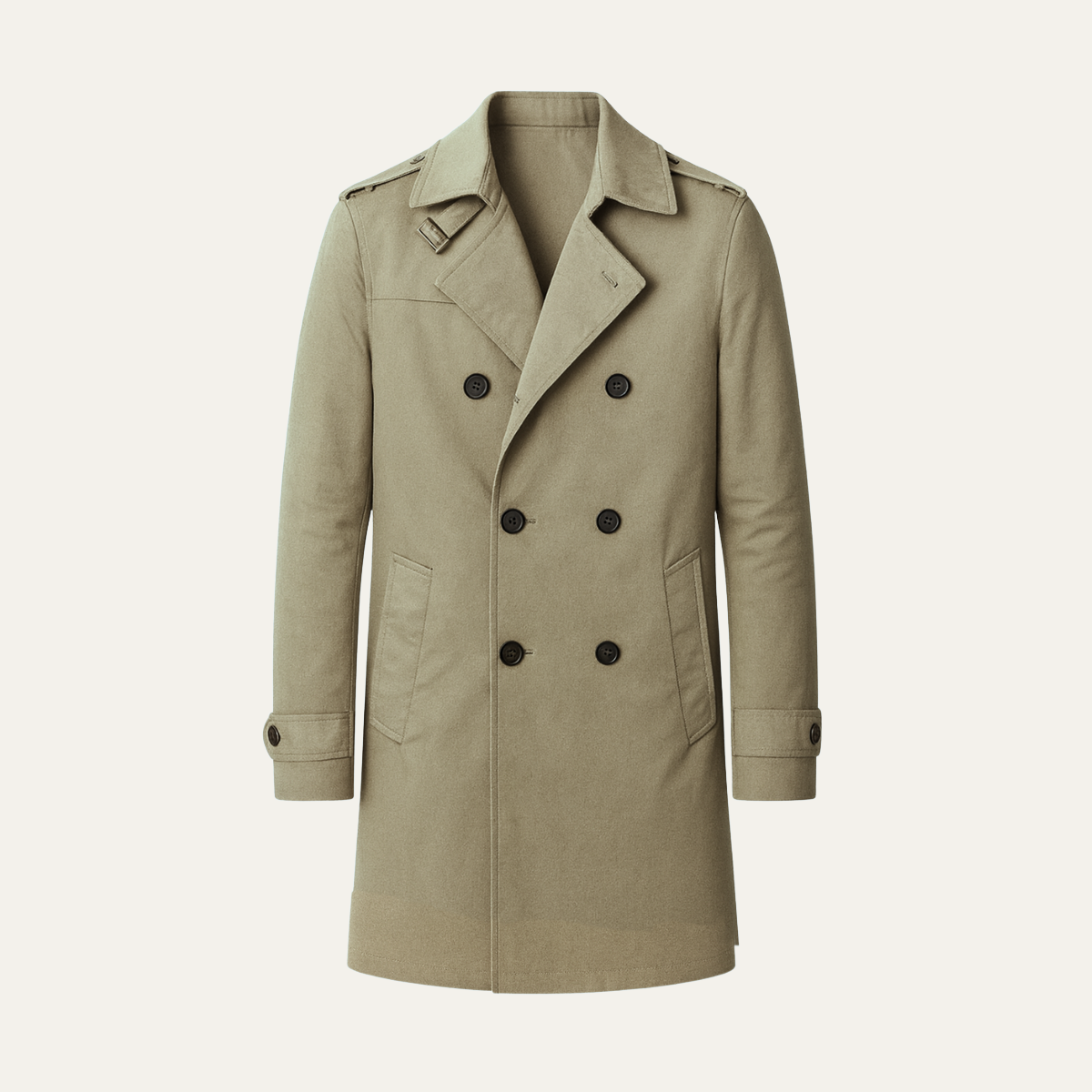Men's Slim Fit Trench Coat Single Breasted Wool Black - Fashinoza