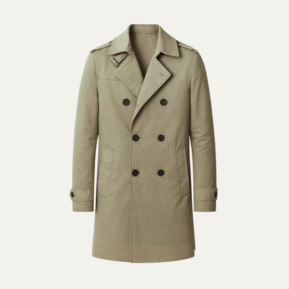 Men's Slim Fit Trench Coat Single Breasted Wool Black - Fashinoza