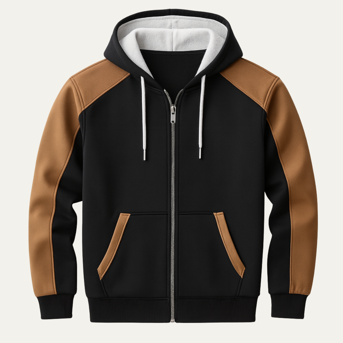 Men's Hooded Jacket Color Blocked Zipper Pocket - Fashinoza
