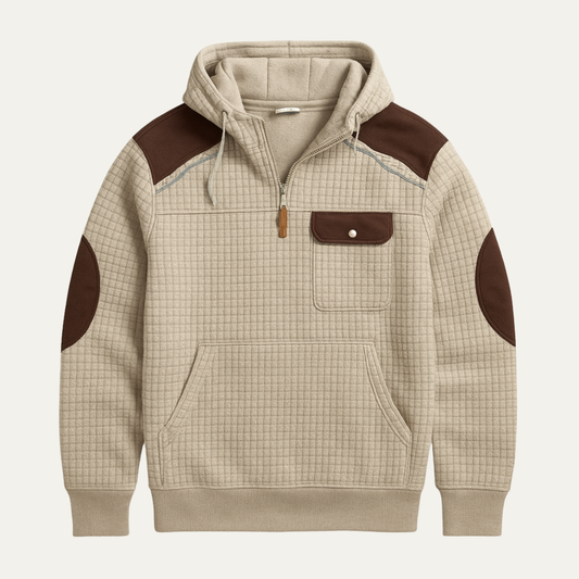 Laurelwood Men's Corduroy Sweater Textured Vintage Contrast Patches - Fashinoza