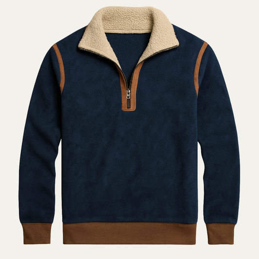Men's Vintage Sherpa Lined Quarter Zip Sweater - Fashinoza