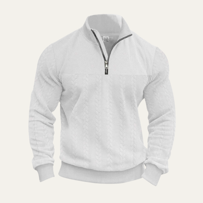 Men's Half Zip Knit Sweater Warm Jacquard Pattern