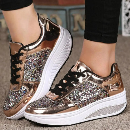 Women's Cushioned Platform Sneakers Comfortable Fit - 
Fashinoza