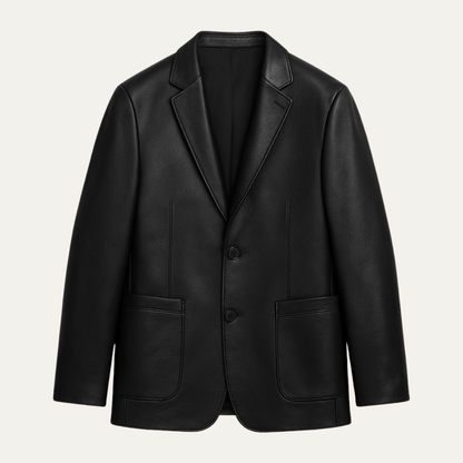 Men's Faux Leather Smart Blazer Jacket - Fashinoza