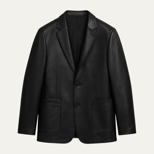 Men's Faux Leather Smart Blazer Jacket - Fashinoza