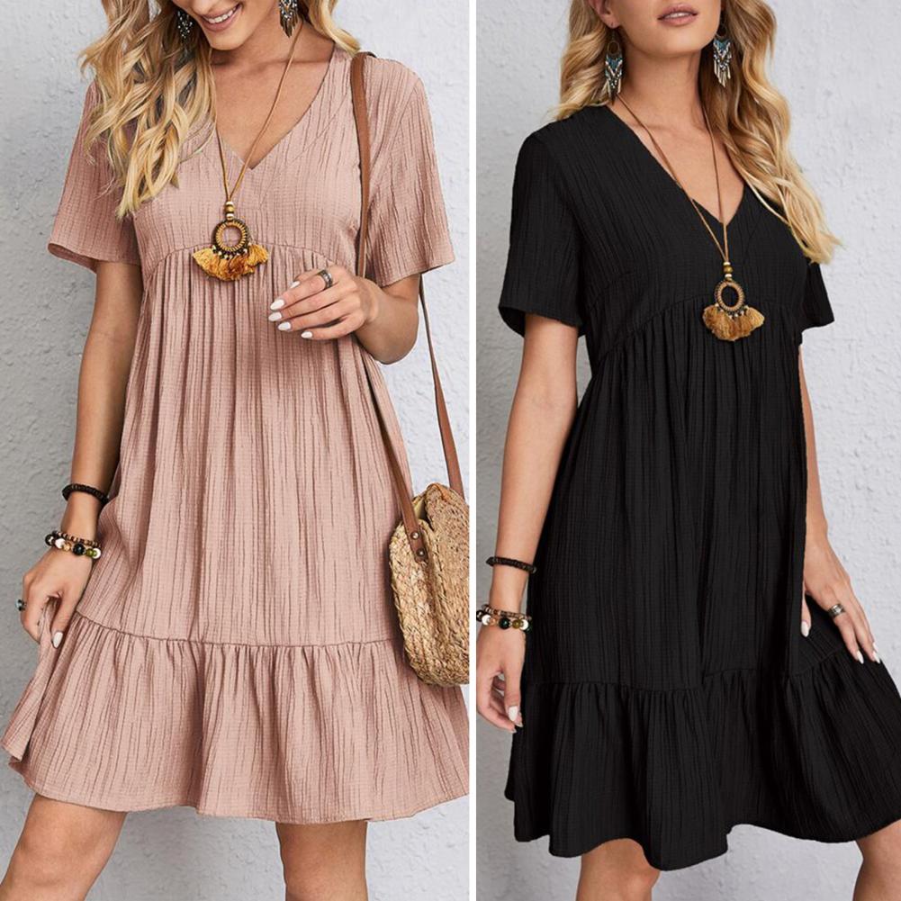 Women's Short Sleeve Belly Coverage Dress