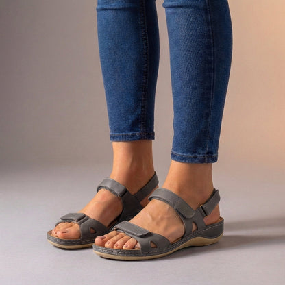 Adjustable Strap Sandals Cushioned Sole Brown
