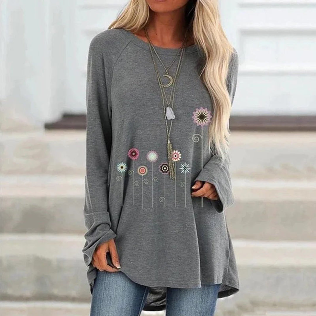 Women's Floral Embroidery Sweatshirt Soft Texture - Fashinoza
