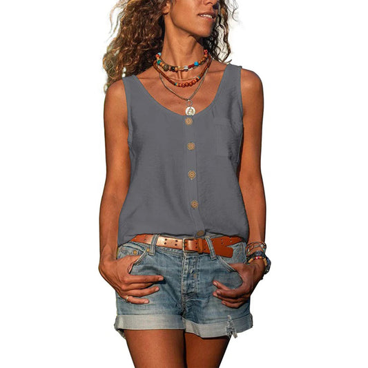 Women's Sleeveless Blouse Loose Fit - Fashinoza