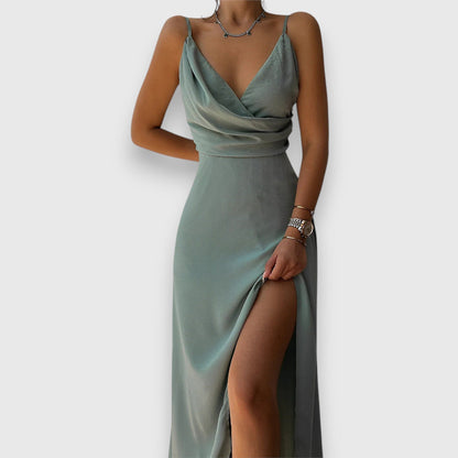 Women's Maxi Dress V-Neck Side Slit