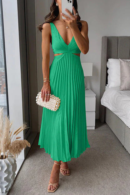 Women's Pleated Maxi Dress Flowy