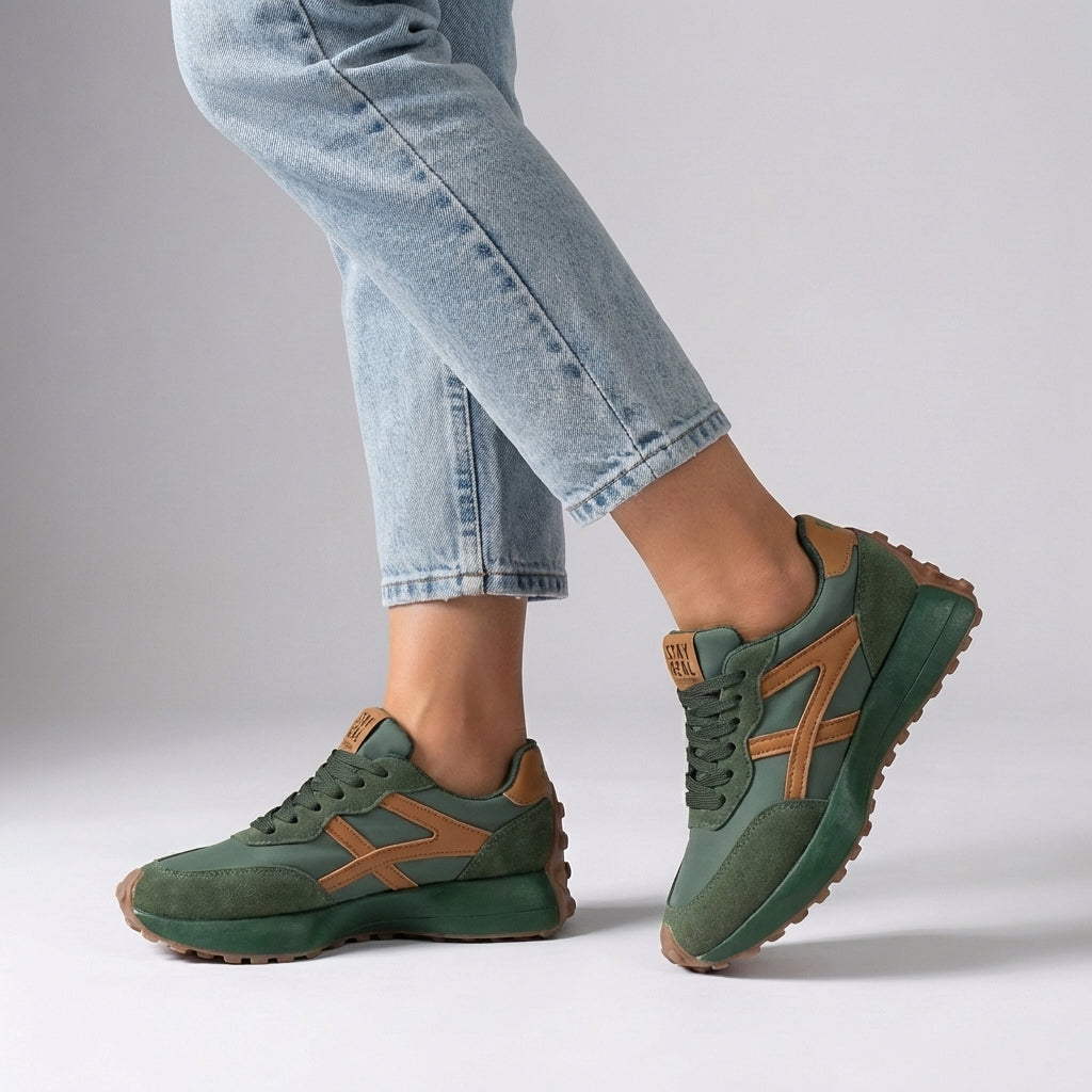 Lace Up Sneakers Chunky Sole Bold Graphic Detail